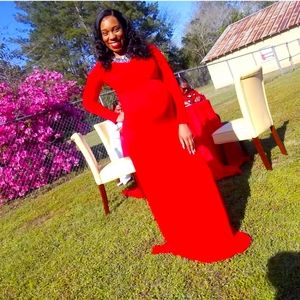 Red Fishtail Dress- Maternity